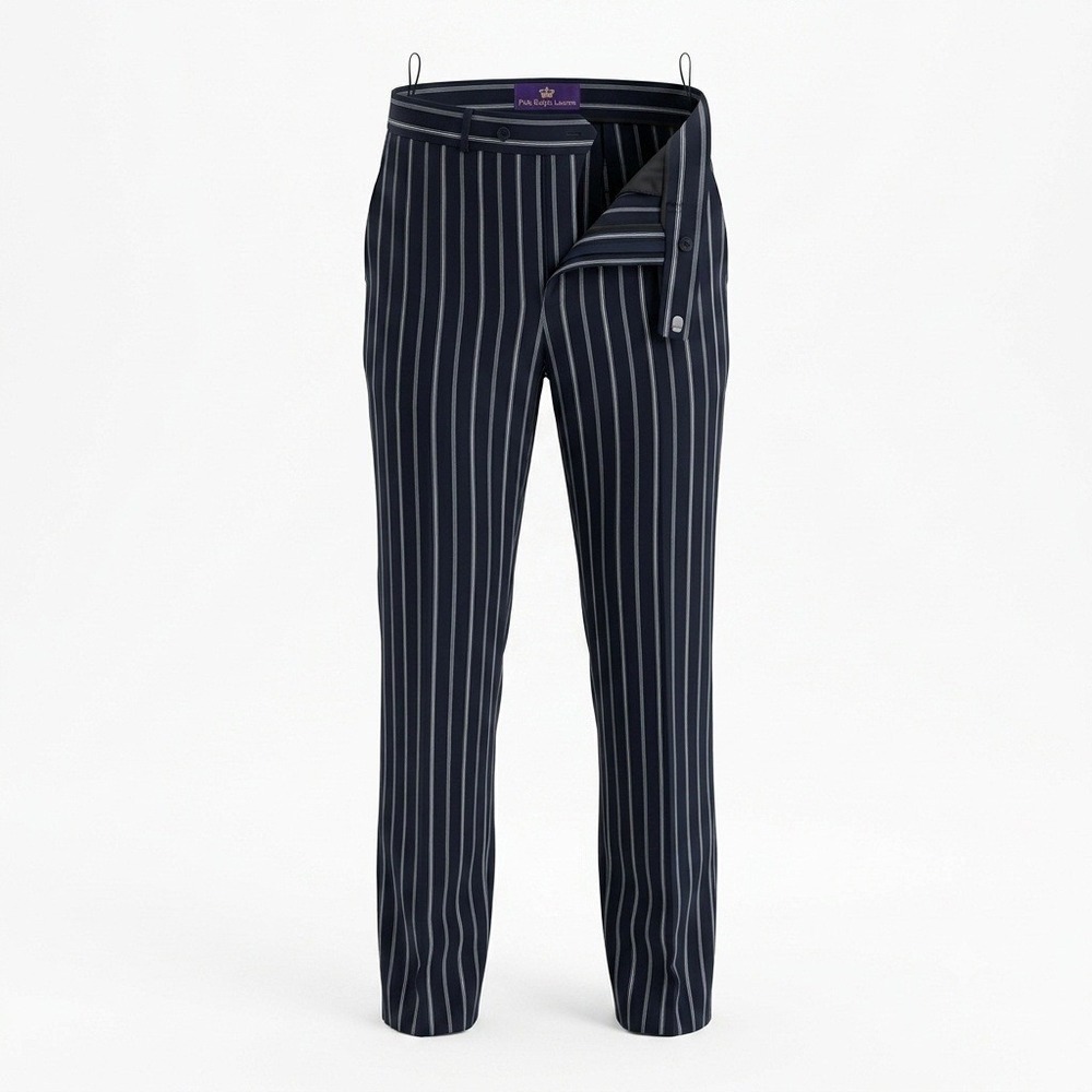 Ralph Lauren Purple Label Black Pinstripe Wool Trousers Made Italy Size 6 NWOT